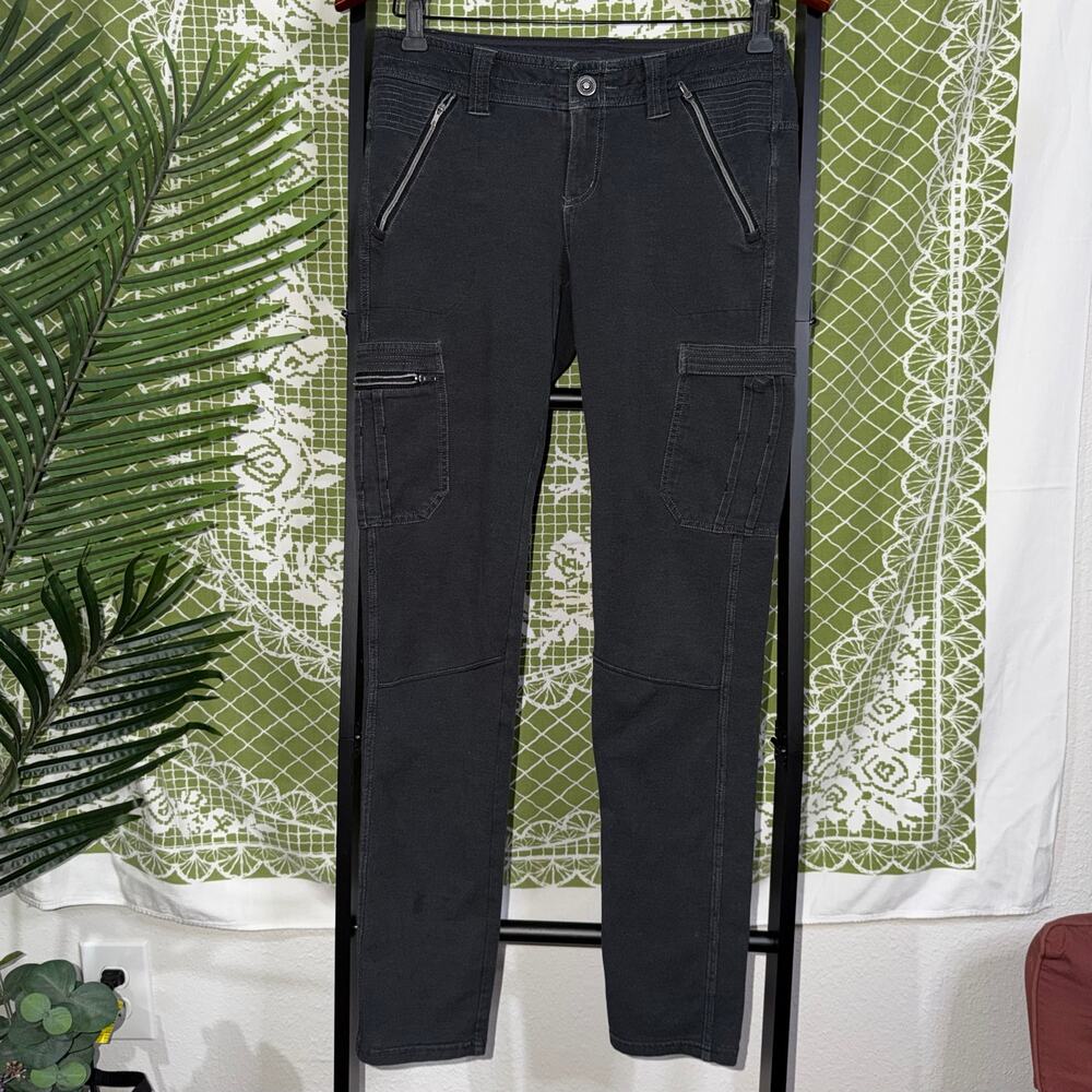 KÜHL Women's Charcoal Grey Skinny Cargo Pants Moto Style Zip Pockets Size 4 Reg